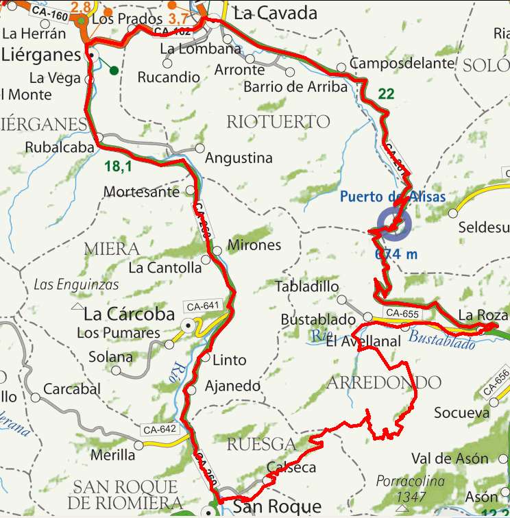 Mapa route 22